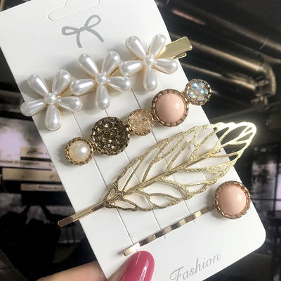 New Fashion 3/4pcs Set Pearl Hair Clip For Women Korean Hairpin Geometric Crystal Hair Barrettes Girl Hair Accessories Hairgrip