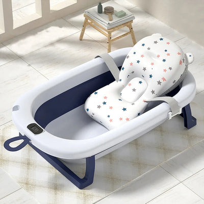 Real-time Temperature Folding Silicone Baby Take A Bath Bathtub Non-Slip Foot Bath Bucket Folding Bathroom With Temperature Sens