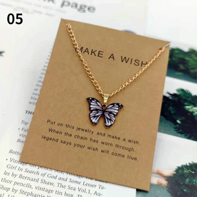 Fashion Butterfly Pendant Necklaces for Women Sweet Simple Multicolor Insect Clavicle Chain Necklace Party Jewelry Accessories