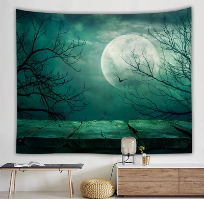 Starry sky moon night scene tapestry room art decoration background cloth home living room decoration wall hanging beach towel