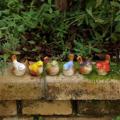 6pcs/Set Ceramic Objects Birds Statue Home Decor Porcelain Magpie Ornament Decorate Study Decoration Sparrow Tits Figurine Model