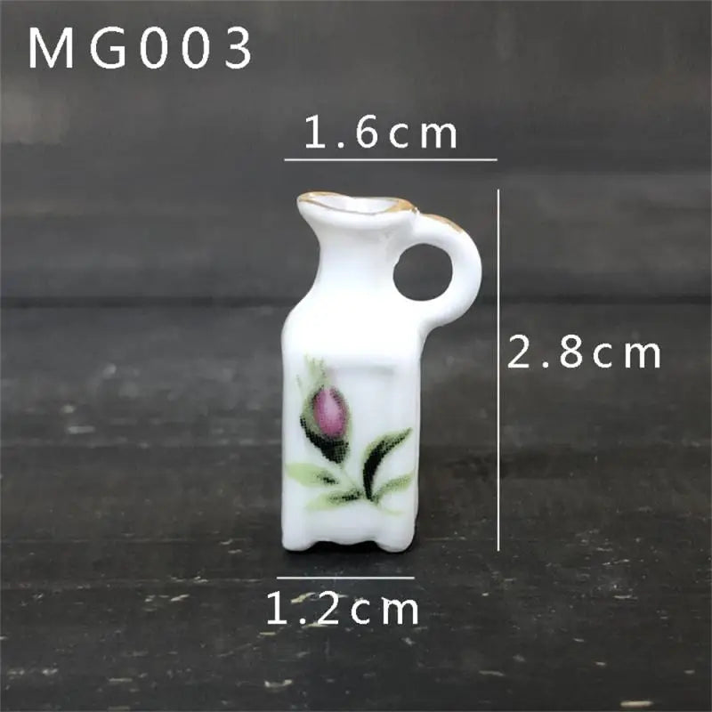 Mini Rose Ceramic Vase Handicraft Collection Miniature Model Resin Simulation Vase Desktop Mini Decor Creative Pocket Artwork