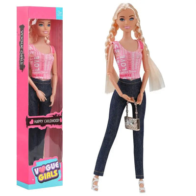 11-Inch Miniso Anime Barbie Series Doll Fashion Travel Striped Shirt Jeans Hat Toy Girls Play House Interactive Toys Kid Gift