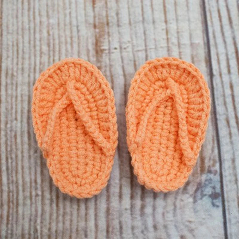 Newborn Photography Prop Accessories 1 Pair Baby Knitted Slippers Mini Handmade Crochet Shoes Boys Girls Fotografia Flip-flops