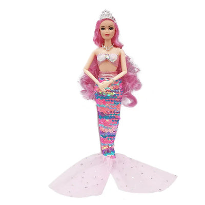 11 Inch Mermaid Doll Full Set Multi Joints Movable 30cm Height Doll with Sequin Skirt Suit Girls Dress Up Toys