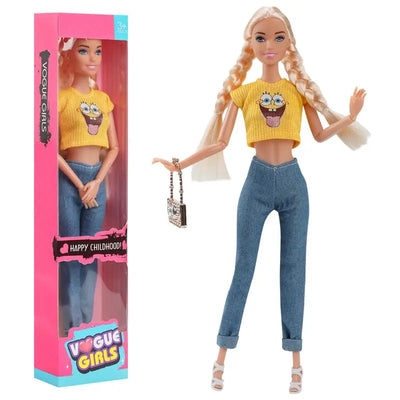 11-Inch Miniso Anime Barbie Series Doll Fashion Travel Striped Shirt Jeans Hat Toy Girls Play House Interactive Toys Kid Gift