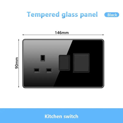 Black UK 18W Type-C Quick charge Socket Universal Double 3pin USB Power Outlet,220V Electrical Wall LED Light 2way Switch TV TEL