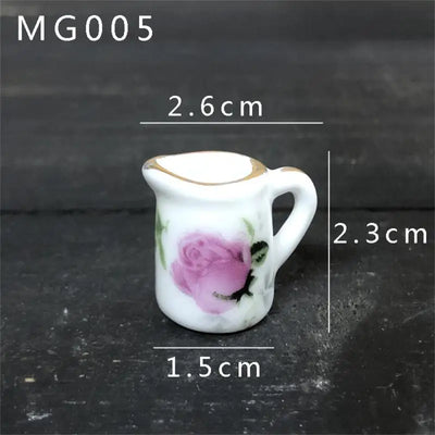 Mini Rose Ceramic Vase Handicraft Collection Miniature Model Resin Simulation Vase Desktop Mini Decor Creative Pocket Artwork