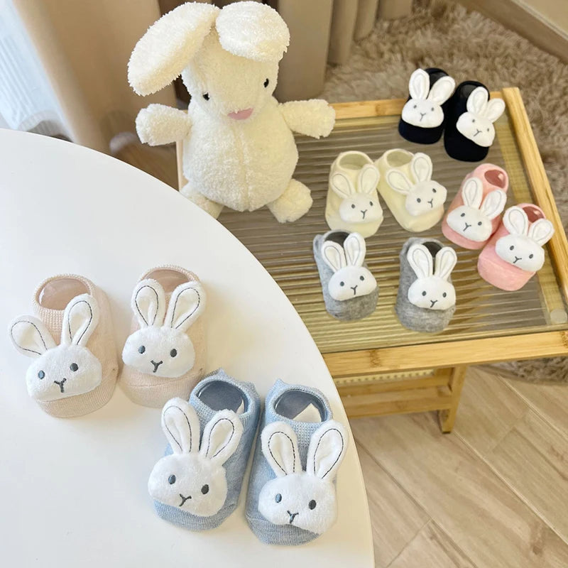 Cartoon Rabbit Baby Socks Cute Animal Doll Newborn Floor Sock Korean Solid Color Infant Toddler Boy Girls Ankle Socks