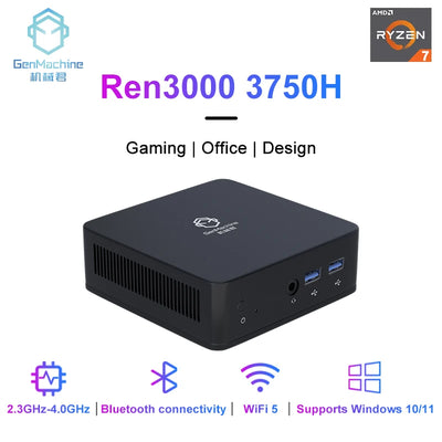 GenMachine New Mini PC AMD 3750H CPU Windows 11 Ryzen DDR4 USB WIFI 5 1000M AMD NUC Gaming Diy Gaming Computer Ordenador