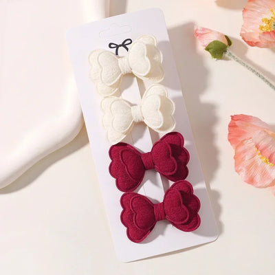 4Pcs/set Butterfly Hair Clip Set for Girls Double Layered Bow Cute Bangs Hair Pin Cotton Safe Kids Baby Hair Accessories Set