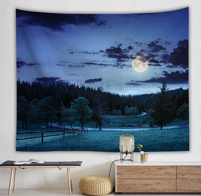 Starry sky moon night scene tapestry room art decoration background cloth home living room decoration wall hanging beach towel