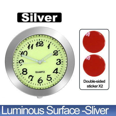 LUMINOUS MINI QUARTZ CAR CLOCK – STICK-ON DIGITAL WATCH ORNAMENT FOR AUTO INTERIOR