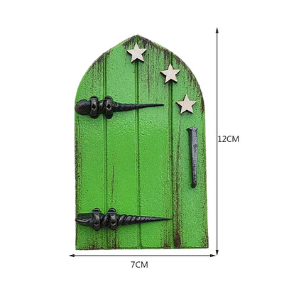 6 PCS Wood Miniature Fairy Gnome Window Door Elf Home Creative Yard Art Sculpture for Yard Art Tree Sculpture Fairy Garden Decor
