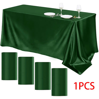 Solid Color Satin Tablecloth Table Cover Overlay Birthday Wedding Banquet Restaurant Festival Party Table Cloth Decoration