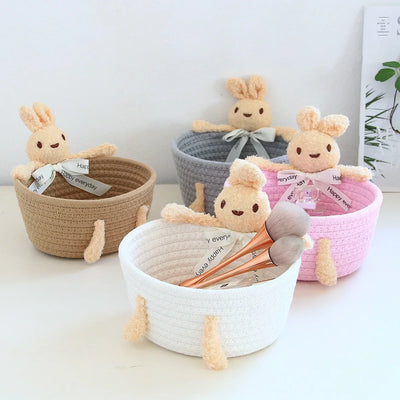 cartoon style weave sundries Storage Baskets household cosmetic hairpin Organize deposit container child toy classification case