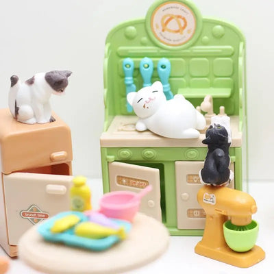 Kawaii Items Kids Toys Miniature Doll House Furniture Kitchen Kits Set Pet  For Barbie DIY Children Game Christmas Present Gift