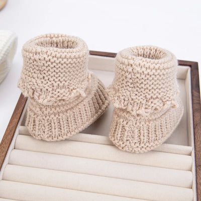 2PCS/PAIR BABY KNIT SOCKS 0-12M SOLID CROCHET WALKING SOCKS
