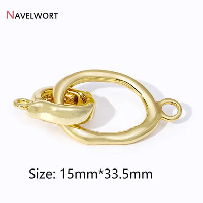 18K Gold Plated Brass Pearl Clasp Connector Fastener,Oval Closure Lock Clasps For DIY Bracelet Necklace Making Accessories