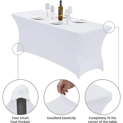 Spandex Rectangle Table Cloth Lycra, Washable and Wrinkle Resistant Table Cover Fitted for Event, Wedding Banquet Party