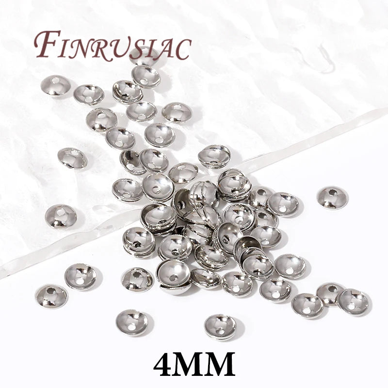 3mm 4mm 14K Gold Plated Brass Round Bead Caps For Necklace Bracelet Jewelry Making Supplies,DIY Accessories Beading Spacer Caps