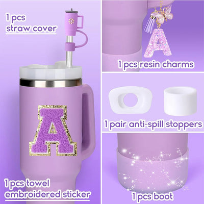 6PCS SILICONE ACCESSORY SET FOR STANLEY 40OZ TUMBLER WITH HANDLE – INCLUDES STRAW TOPPERS, BOOT COVER, AND SPILL-PROOF STOPPERS