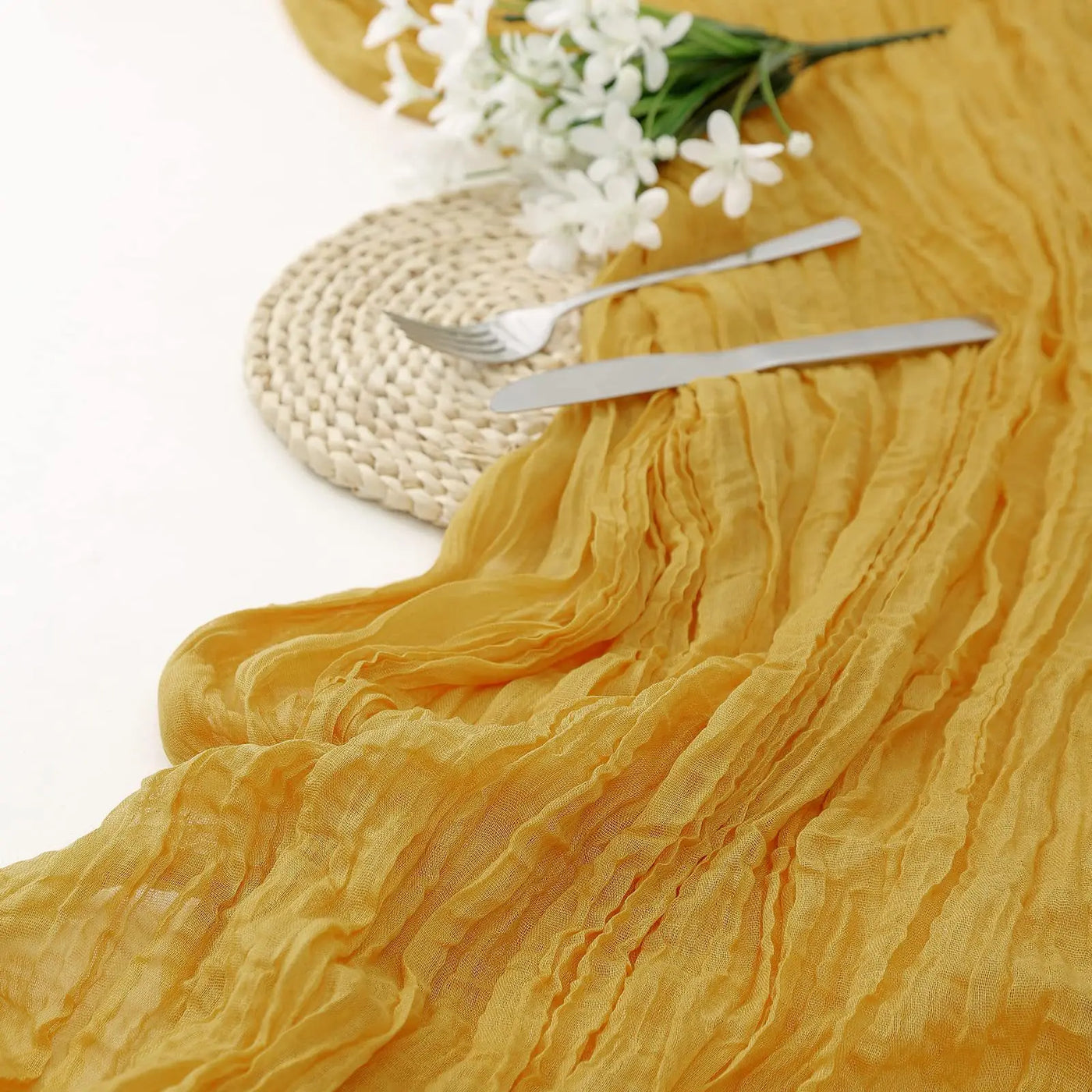 Semi-Sheer Table Runner Vintage Cheesecloth Gauze Table Setting  Wedding Dining Party Christmas Banquets Arches Cake Decortion