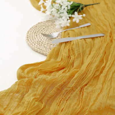 Semi-Sheer Table Runner Vintage Cheesecloth Gauze Table Setting  Wedding Dining Party Christmas Banquets Arches Cake Decortion