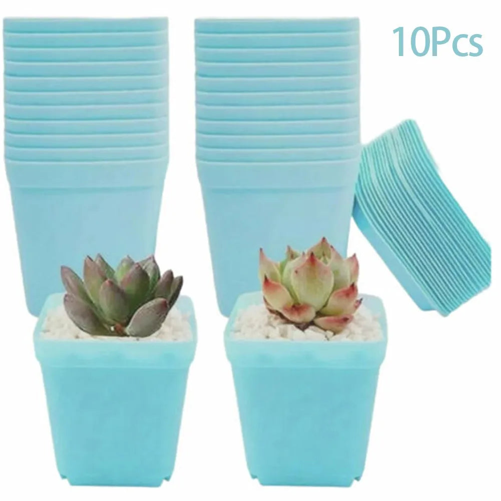 10PC Colorful Multi Square Nursery Flower Pot Plastic Nursery Pot Plant Seeds Nursery Box Transplant Flower Tray For Home Garden