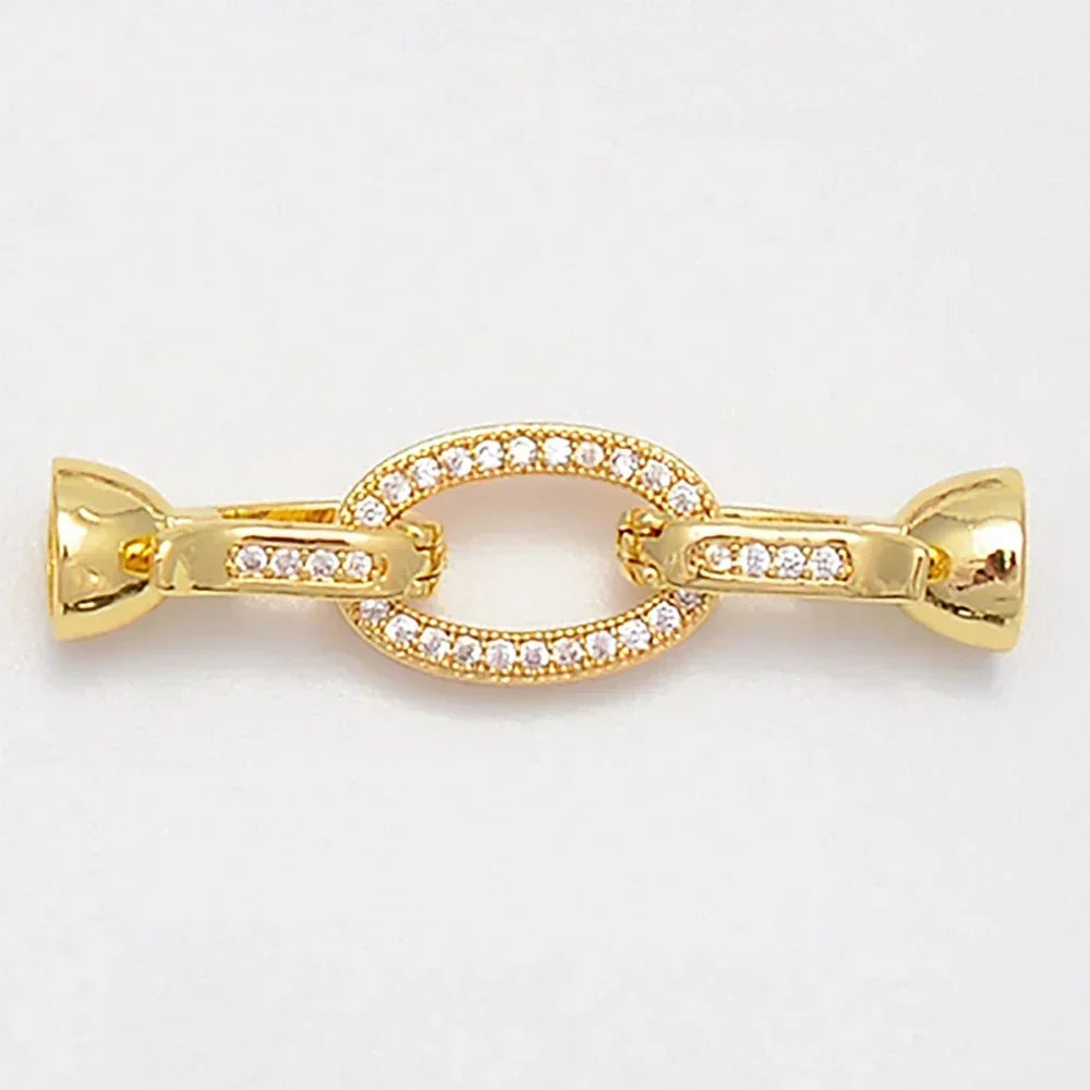 1 Pcs Paved Zircon Connector for Jewelry Making Diy Necklace Bracelet Chain Accessories Gold/Silver Color Round Heart Shape Part