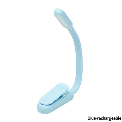 Mini LED Book Night 3 Brightness Adjustable USB Rechargeable Clip-On Study Reading Lamp for Travel Bedroom Dormitory Reading