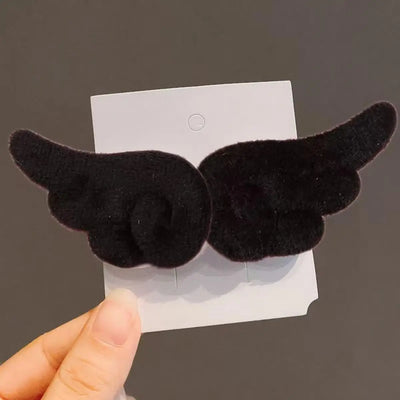 2Pcs Sweet Angel Wing Plush Hair Clips Girl Bangs Cute Hairpin Simple Hairclip Ornament Fashion Hair Accessories Side Clip