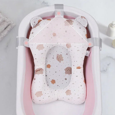 Baby Shower Bath Tub Pad Non-Slip Newborn Bathtub Mat Safety Nursing Foldable Support Comfort Body Cushion Mat Pillow Cartoon