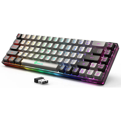 GEODMAER 65% Wireless Gaming Keyboard 2.4G Rechargeable Backlit Gaming Keyboard 68 Keys Anti-ghosting No-Conflict Keyboard forPC