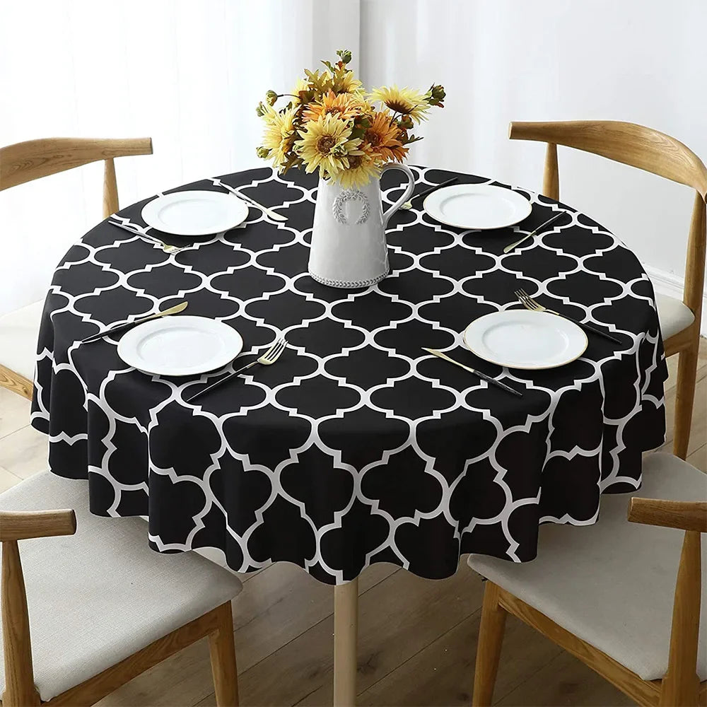 Round Tablecloths Classic American Plaid Waterproof Oil-resistant Prints Wash-free Household Dining Table Coffee Table Picnic
