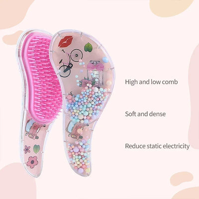 1 Pc New Cute Hair dressing Comb for Kids Anti-knot Massage Flowing Bead Hair Brush Children Girls Dress Up Makeups Toy Gifts
