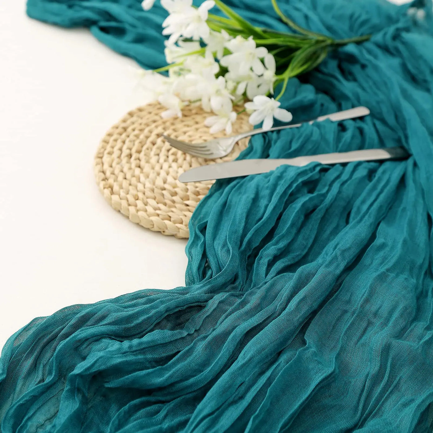 Semi-Sheer Table Runner Vintage Cheesecloth Gauze Table Setting  Wedding Dining Party Christmas Banquets Arches Cake Decortion