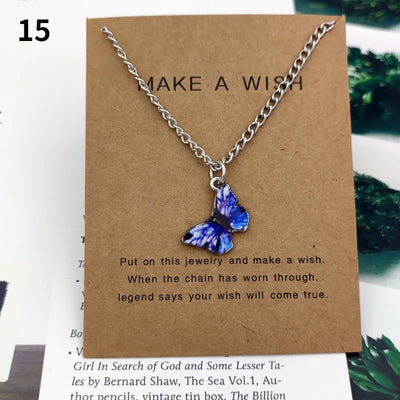 Fashion Butterfly Pendant Necklaces for Women Sweet Simple Multicolor Insect Clavicle Chain Necklace Party Jewelry Accessories