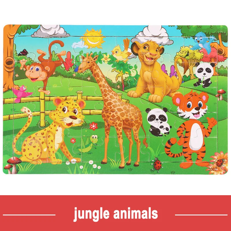 Wooden Jigsaw 3d Puzzle Kids Cartoon Animal Vehicle Puzzles Game Baby Early Learning Educational Toys parenting skill