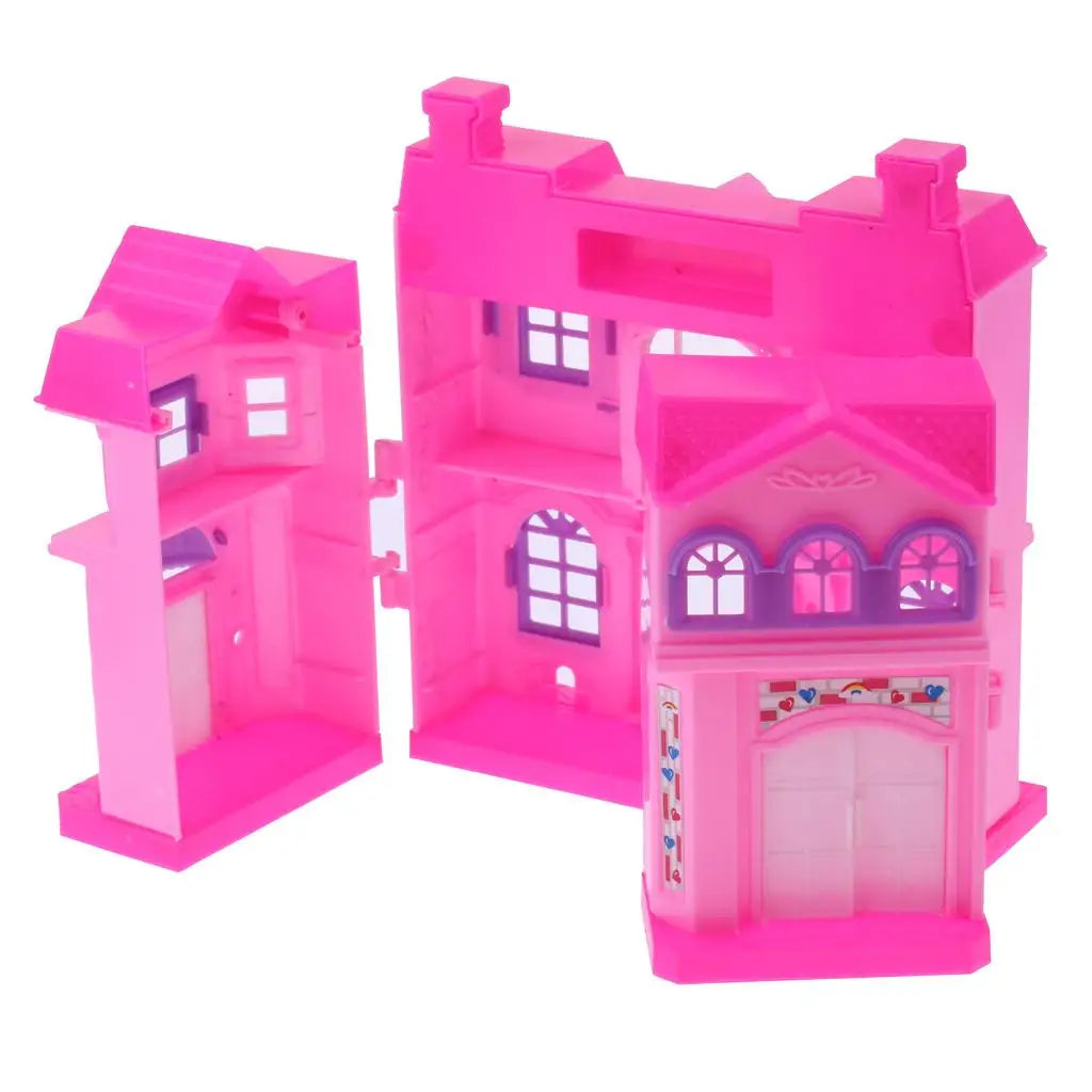 2 Storey Doll Mini Villa Dream House for Barbie Doll Kids Pretend Play Toy Random Color