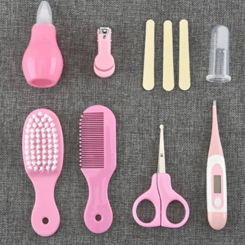 8/13pcs Baby Care EVA Bag Eight-piece Set Baby Nasal Aspirator Nail Scissors Cartoon Set Daily Cleaning Supplies Care Bag