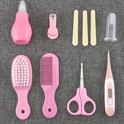 8/13pcs Baby Care EVA Bag Eight-piece Set Baby Nasal Aspirator Nail Scissors Cartoon Set Daily Cleaning Supplies Care Bag