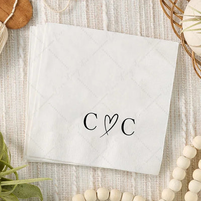 50pcs Personalized Paper Napkins for Wedding Cocktail Napkins Initials Customized Dinner Napkin Party Decor Pet Portrait Napkins