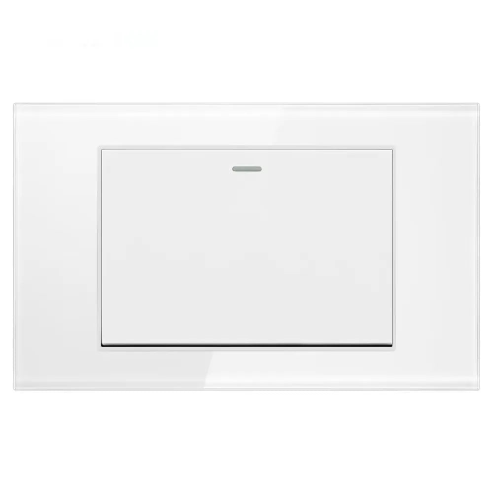 Shawader Electric Power Wall Switch Brazil US Mexico Glass Panel 118 Jack Three Position Outlet Home Office Kitchen 1/2/3/4Gang