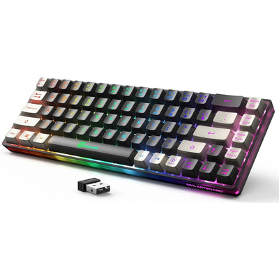 GEODMAER 65% Wireless Gaming Keyboard 2.4G Rechargeable Backlit Gaming Keyboard 68 Keys Anti-ghosting No-Conflict Keyboard forPC