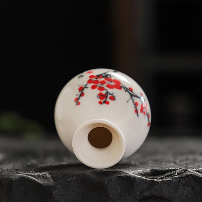 Retro White Chinese Style Mini Ceramic Vase Niche Home Dry Ice Kettle Ornament DIY Decoration Miniatures Flower Vase Crafts Gift