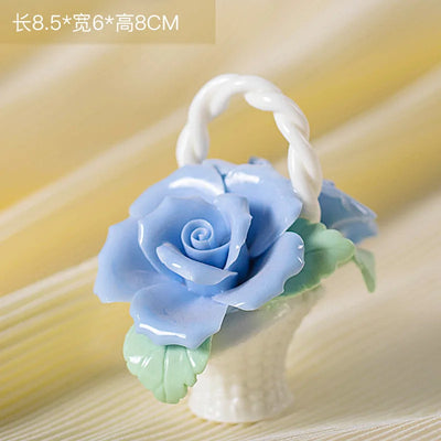 Ceramic Simulation Flower Basket Ornaments Handmade Mini Flower Basket Creative Coffee Table Living Room Table Decorations