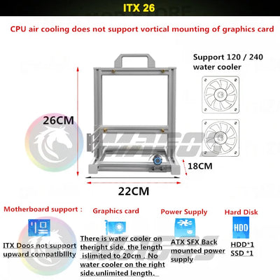 Mini ITX Gamer Cabinet MATX Open Computer Case Frame DIY Creative PC Rack ATX /EATX MOD Desktop Gaming Chassis