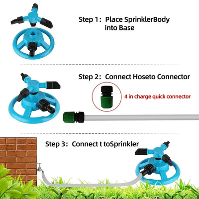Sprinkler Nozzle 360 Degree Automatic Rotating Water Spray Garden Lawn Automatic Sprinkler Garden Watering Irrigation Supplies