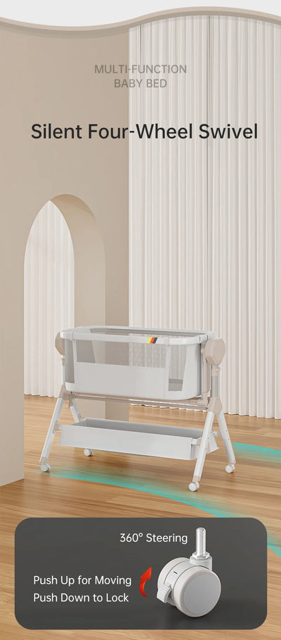 Automatic Rocking Bassinet, Baby Cribs, Infant Beside Sleeper, Newborn Co-Sleeper,Unisex Baby Sleeping Bed, Portable Travel Crib